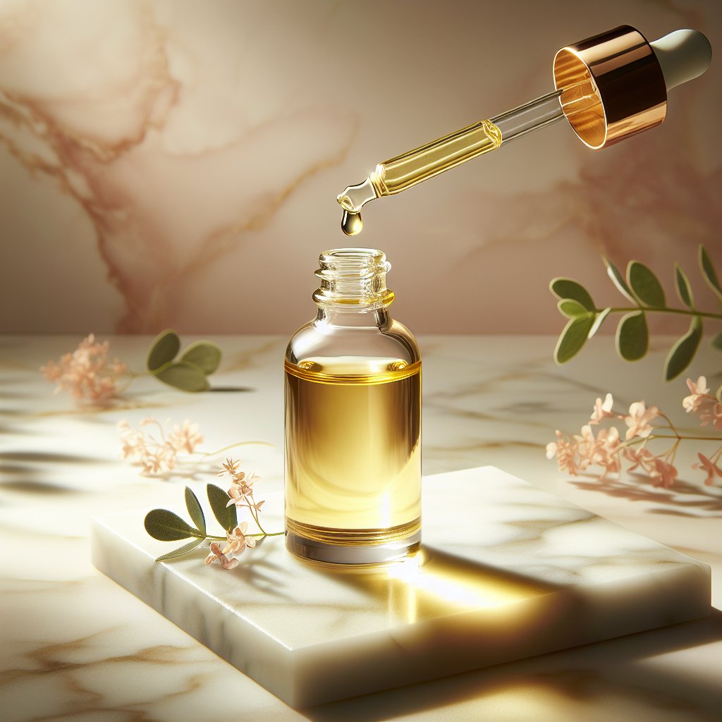 Golden facial oil from dropper